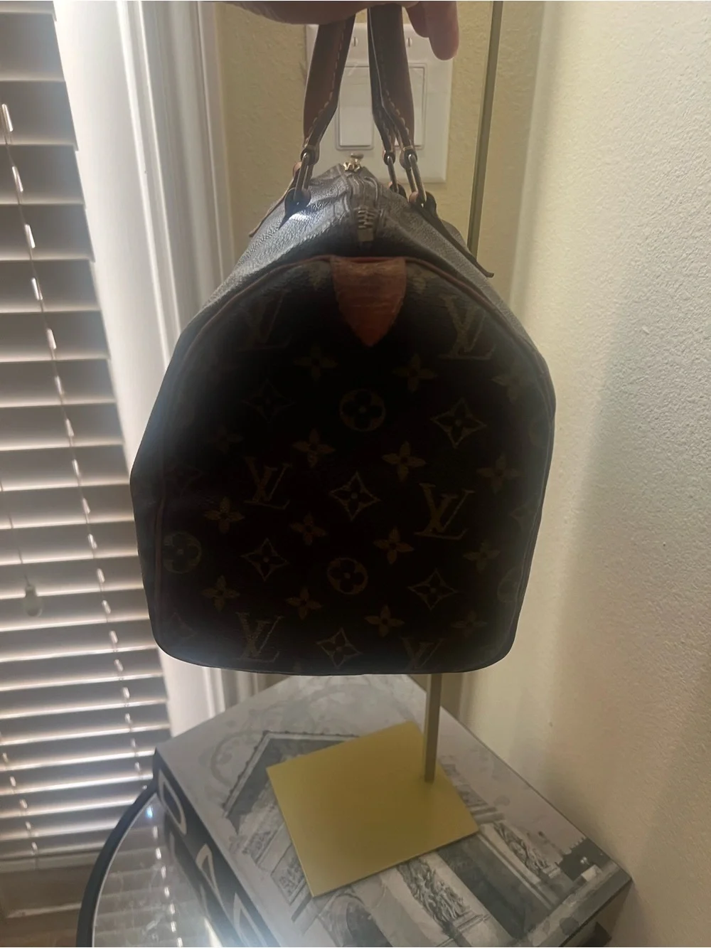 Louis Vuitton Monogram Canvas Satchel with Tan Leather Handles speedy 30